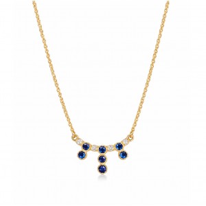 Γυναικείο κολιέ Χρυσό 9Κ Μπλε & Λευκά Ζιργκόν