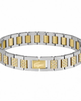 LACOSTE Βραχιόλι Δίχρωμο Ασημί Χρυσό Ζιργκόν Ανοξείδωτο Ατσάλι 2040636