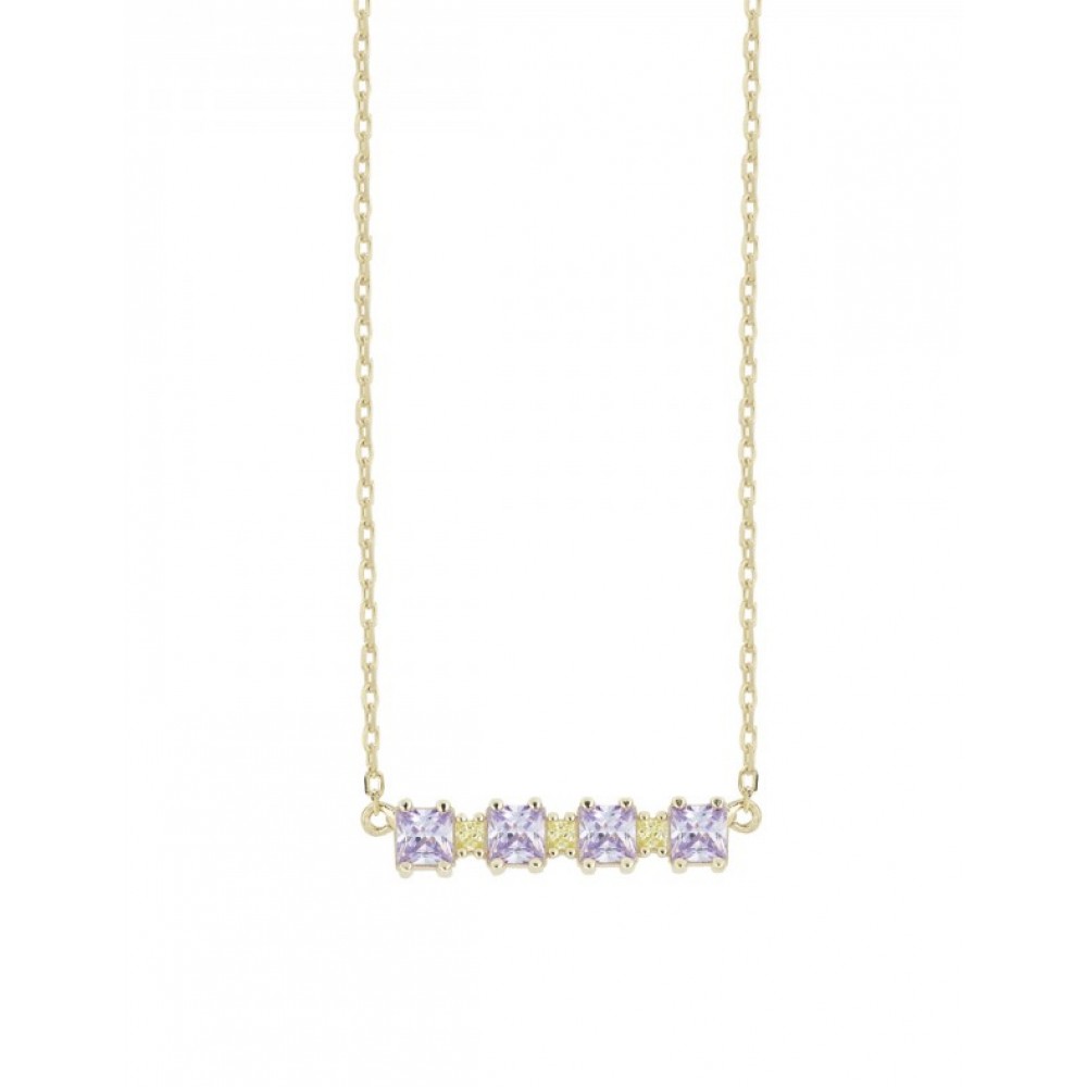 LAURA P Κολιέ Ασήμι 925 Μωβ Πέτρες CL0117GGL