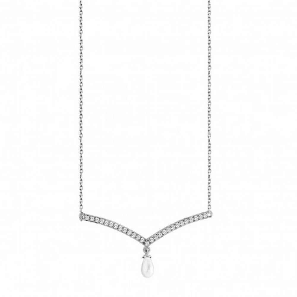 LAURA P Ασημί Κολιέ Ασήμι 925 Μαργαριτάρι CL0115BP