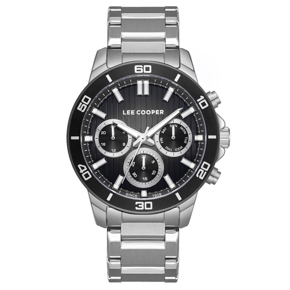 LEE COOPER Ανδρικό Ρολόι Multifunction Μαύρο Ανοξείδωτο Ατσάλι LC08106.350