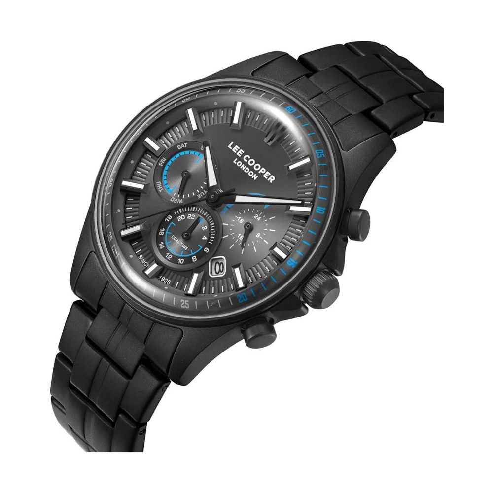 LEE COOPER Dual time Ανδρικό Ρολόι Μαύρο Ανοξείδωτο Ατσάλι LC08213.650