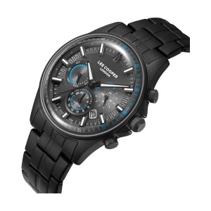 LEE COOPER Dual time Ανδρικό Ρολόι Μαύρο Ανοξείδωτο Ατσάλι LC08213.650