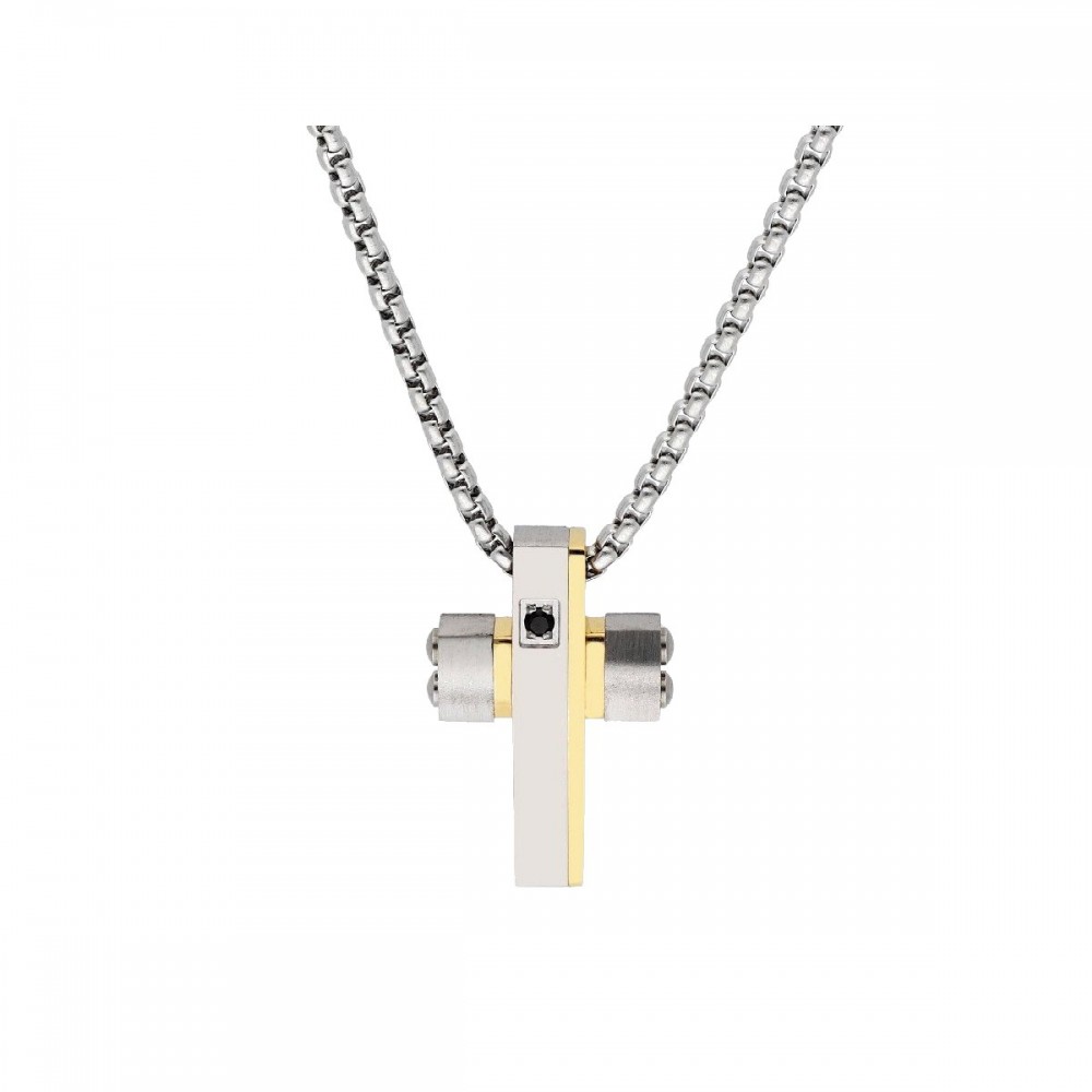 LISKA Ανδρικός Σταυρός Δίχρωμο Ανοξείδωτο Ατσάλι 87CD026-D