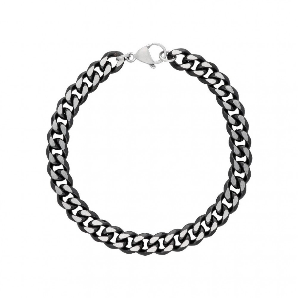 LISKA Ανδρικό Βραχιόλι Μαύρο & Ασημί Ανοξείδωτο ατσάλι RB133CDBR