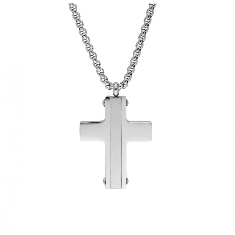 LISKA Ανδρικός Σταυρός  Ασημί Ανοξείδωτο Ατσάλι 87CD016