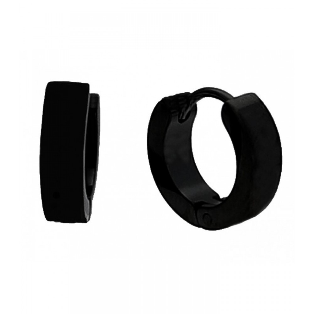 LISKA Ανδρικά Σκουλαρίκια Κρικάκια Μαύρο ανοξείδωτο ατσάλι 847A274-N