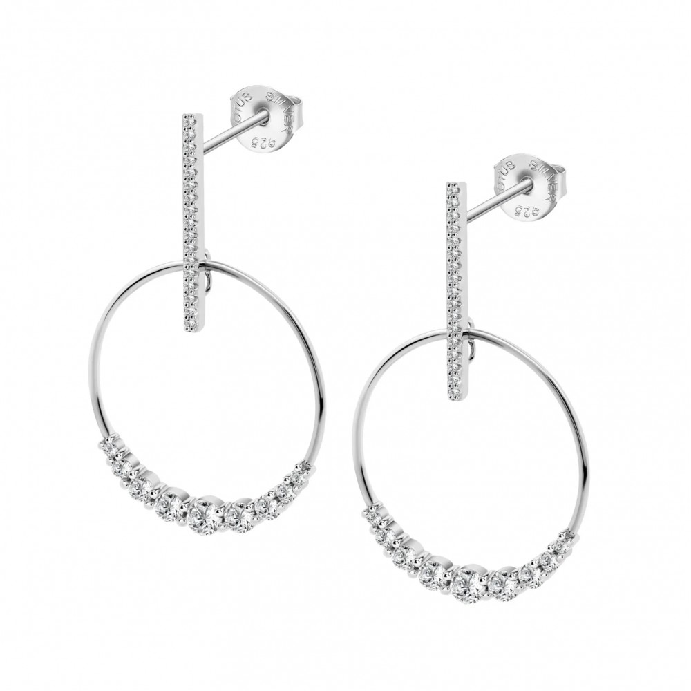 LOTUS Σκουλαρίκια Κρεμαστά με Λευκά Κρύσταλλα Ασήμι 925 LP3726-4/1