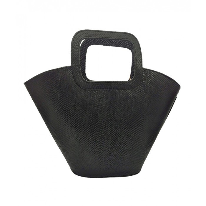 La Chaine Black Shopping Bag Μαύρο Δέρμα 