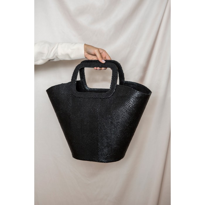 La Chaine Black Shopping Bag Μαύρο Δέρμα 