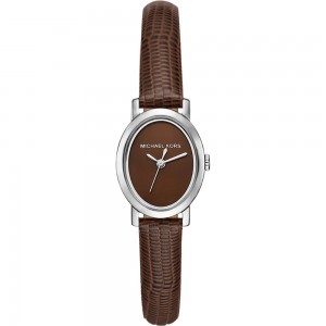 MICHAEL KORS ΡΟΛΟΙ Maude Γυναικείο Ρολόι Οβαλ Καφέ Δερμάτινο Λουρί MK7635