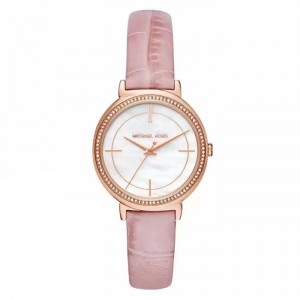 MICHAEL KORS Cinthia Γυναικείο Ρολόι Ροζ Δερμάτινο λουράκι MK2663