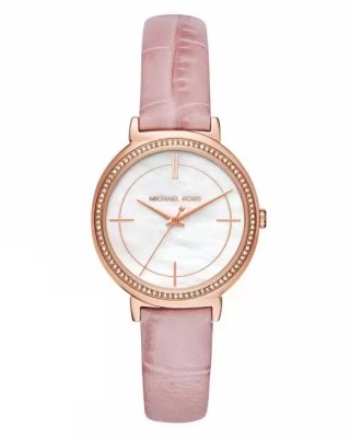 MICHAEL KORS Cinthia Γυναικείο Ρολόι Ροζ Δερμάτινο λουράκι MK2663