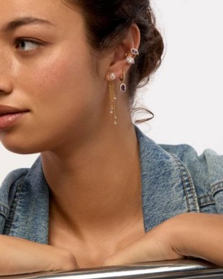 MYA BAY AMETHYST DYNASTY EARRINGS GOLD BO-385