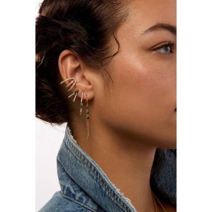MYA BAY GREEN VENTAGLIO EARRINGS GOLD BO-366