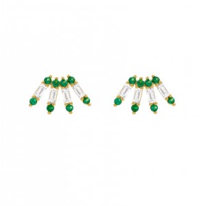 MYA BAY GREEN VENTAGLIO EARRINGS GOLD BO-366