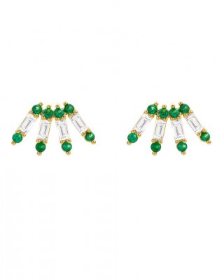 MYA BAY GREEN VENTAGLIO EARRINGS GOLD BO-366