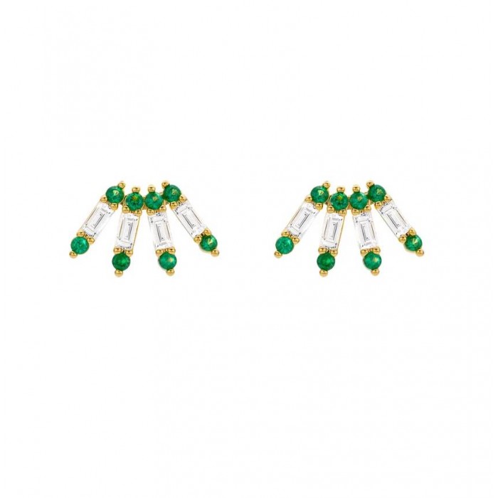 MYA BAY GREEN VENTAGLIO EARRINGS GOLD BO-366
