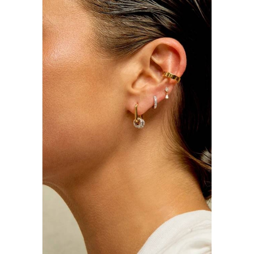 MYA BAY JAZZY ROCK EARRINGS HOOPS GOLD BO-400
