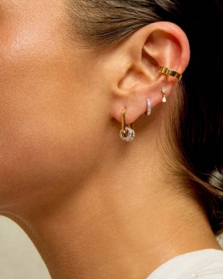 MYA BAY JAZZY ROCK EARRINGS HOOPS GOLD BO-400