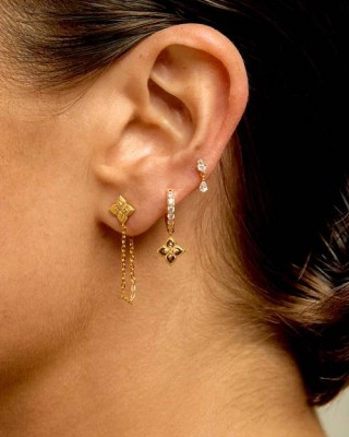 MYA BAY LOTUS CHAIN EARRINGS GOLD  BO-398