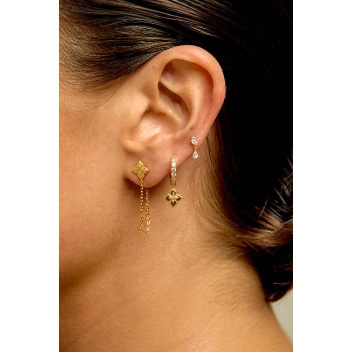 MYA BAY LOTUS CHAIN EARRINGS GOLD  BO-398