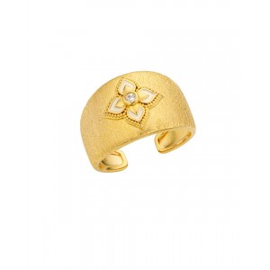 MYA BAY WHITE LOTUS CUFF RING GOLD BA-408