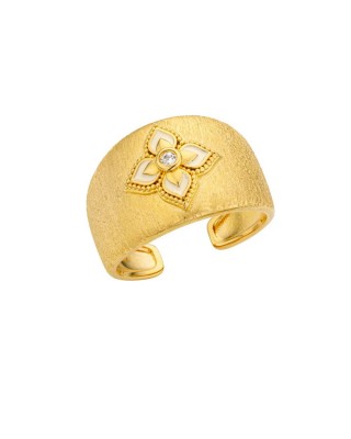 MYA BAY WHITE LOTUS CUFF RING GOLD BA-408
