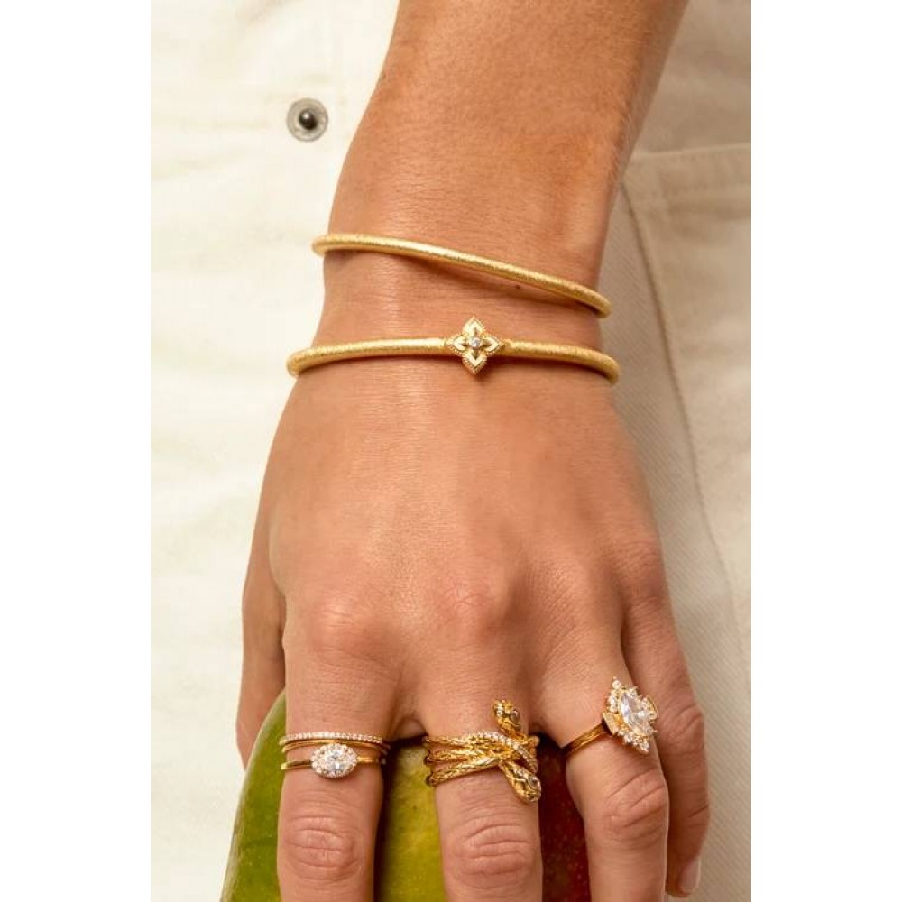 MYA BAY WHITE LOTUS CUFF BRACELET GOLD BR-414 MYA BAY WHITE LOTUS CUFF BRACELET GOLD BR-414