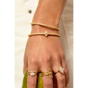 MYA BAY WHITE LOTUS CUFF BRACELET GOLD BR-414 MYA BAY WHITE LOTUS CUFF BRACELET GOLD BR-414