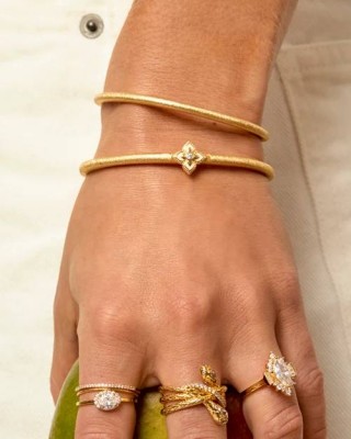 MYA BAY WHITE LOTUS CUFF BRACELET GOLD BR-414