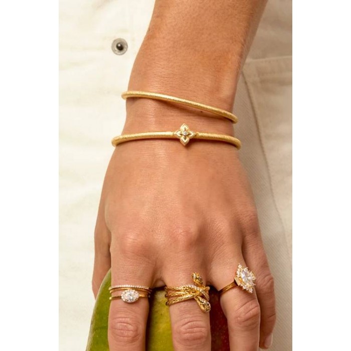 MYA BAY WHITE LOTUS CUFF BRACELET GOLD BR-414