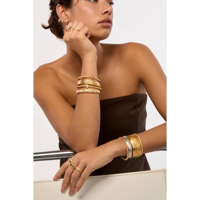 MYA BAY WHITE LOTUS CUFF BRACELET GOLD BR-414