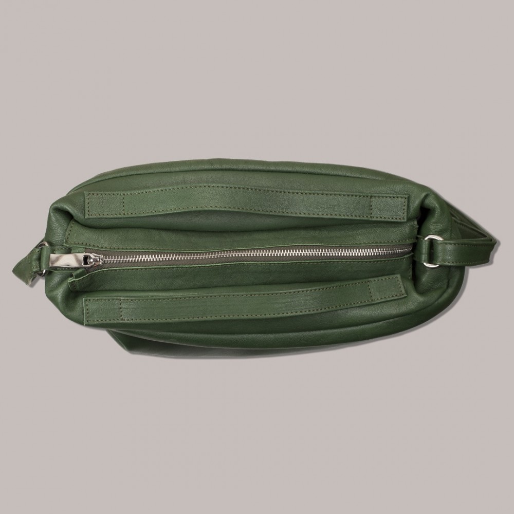 OMMA Ancona Δερμάτινη Τσάντα Ώμου Πράσινο Δέρμα