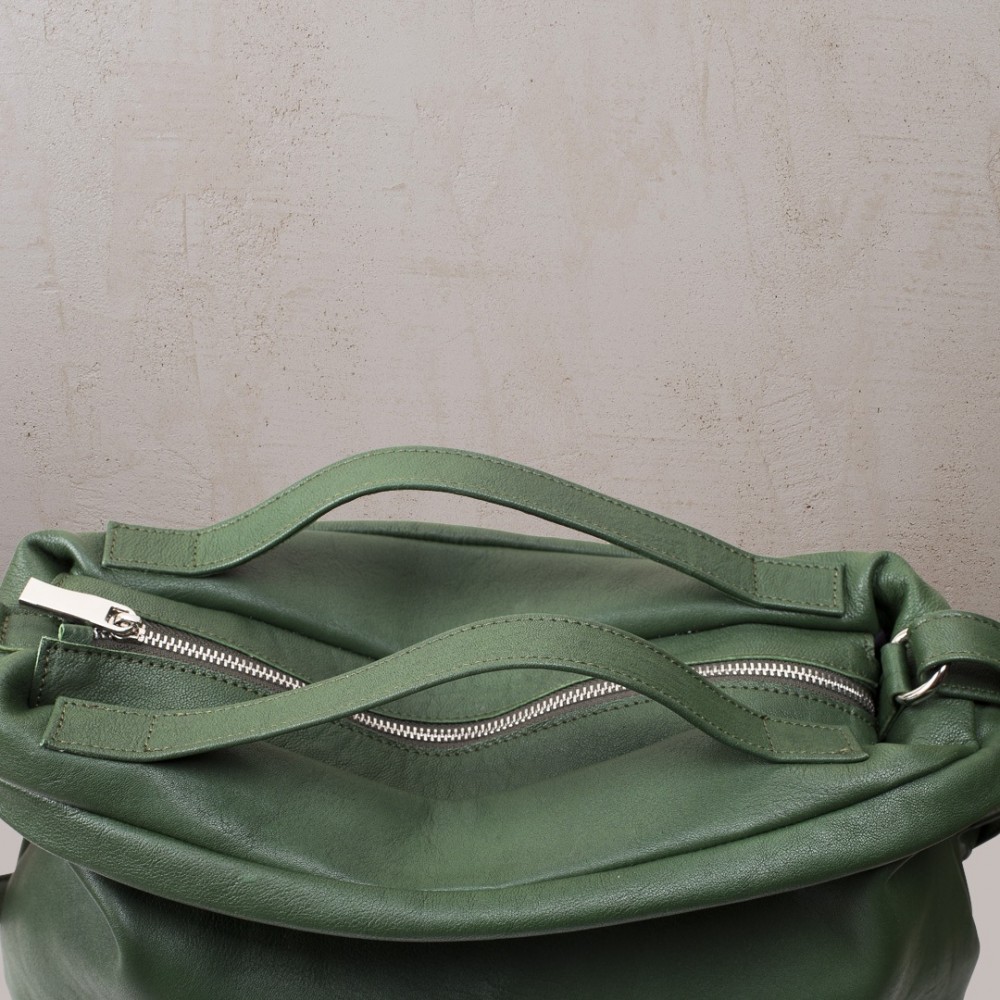 OMMA Ancona Δερμάτινη Τσάντα Ώμου Πράσινο Δέρμα