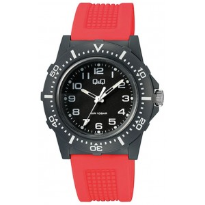 Q & Q Watch Red Silicone Strap V32A006VY