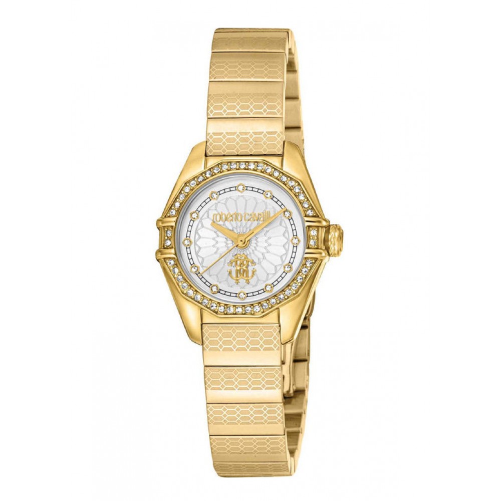 ROBERTO CAVALLI Mini Crystals Ρολόι Χρυσό Ανοξείδωτο Ατσάλι Μπρασελέ RC5L054M0055