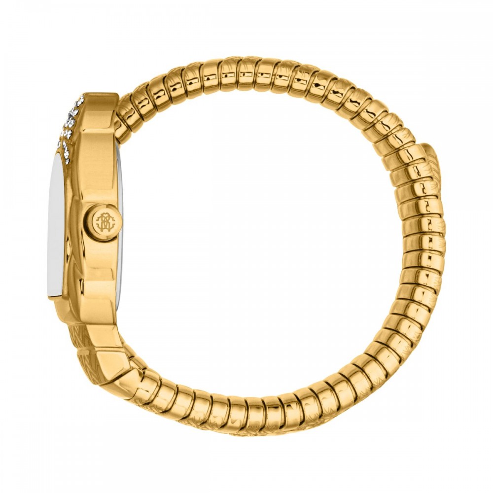 ROBERTO CAVALLI Snake Crystals Γυναικείο Gold Ρολόι Φίδι Ανοξείδωτο Ατσάλι Μπρασελέ RC5L133M0035