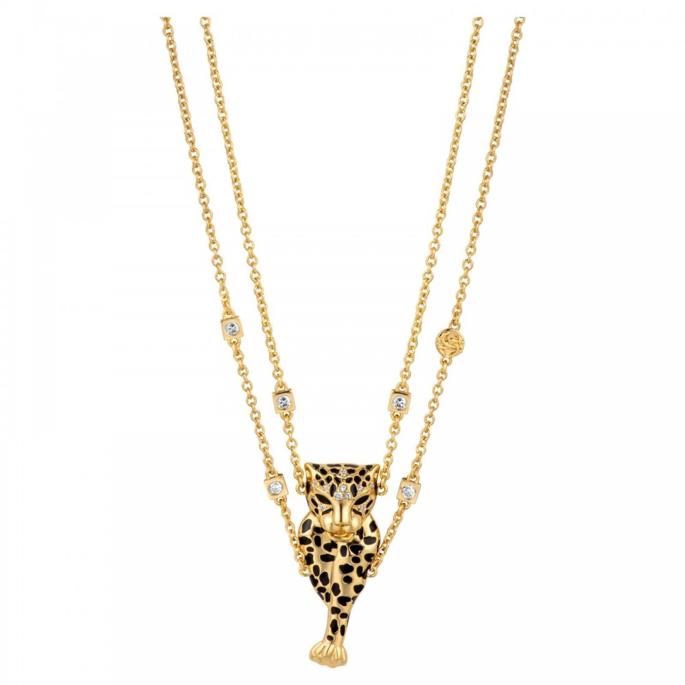Roberto Cavalli Κολιέ Χρυσό Τίγρης Διπλή αλυσίδα RCNL00803200