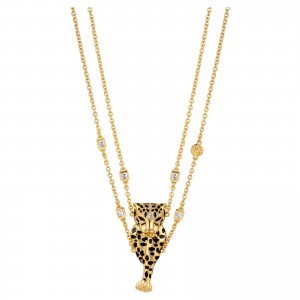 Roberto Cavalli Κολιέ Χρυσό Τίγρης Διπλή αλυσίδα RCNL00803200