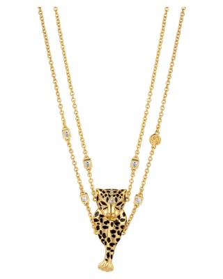 Roberto Cavalli Κολιέ Χρυσό Τίγρης Διπλή αλυσίδα RCNL00803200