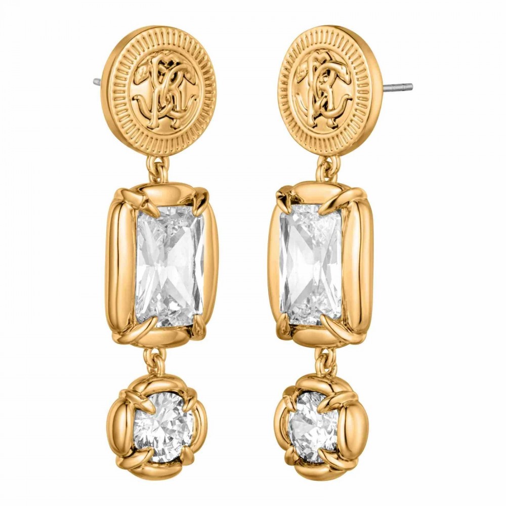 Roberto Cavalli Σκουλαρίκια Χρυσά Λευκά Κρύσταλλα RVER00073200