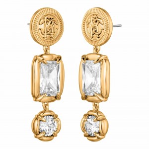 Roberto Cavalli Σκουλαρίκια Χρυσά Λευκά Κρύσταλλα RVER00073200