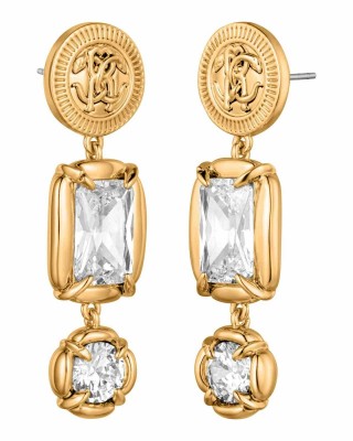 Roberto Cavalli Σκουλαρίκια Χρυσά Λευκά Κρύσταλλα RVER00073200