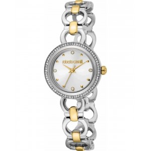 ROBERTO CAVALLI Glam Ρολόι Δίχρωμο Ανοξείδωτο Ατσάλι Μπρασελέ RC5L160M0055