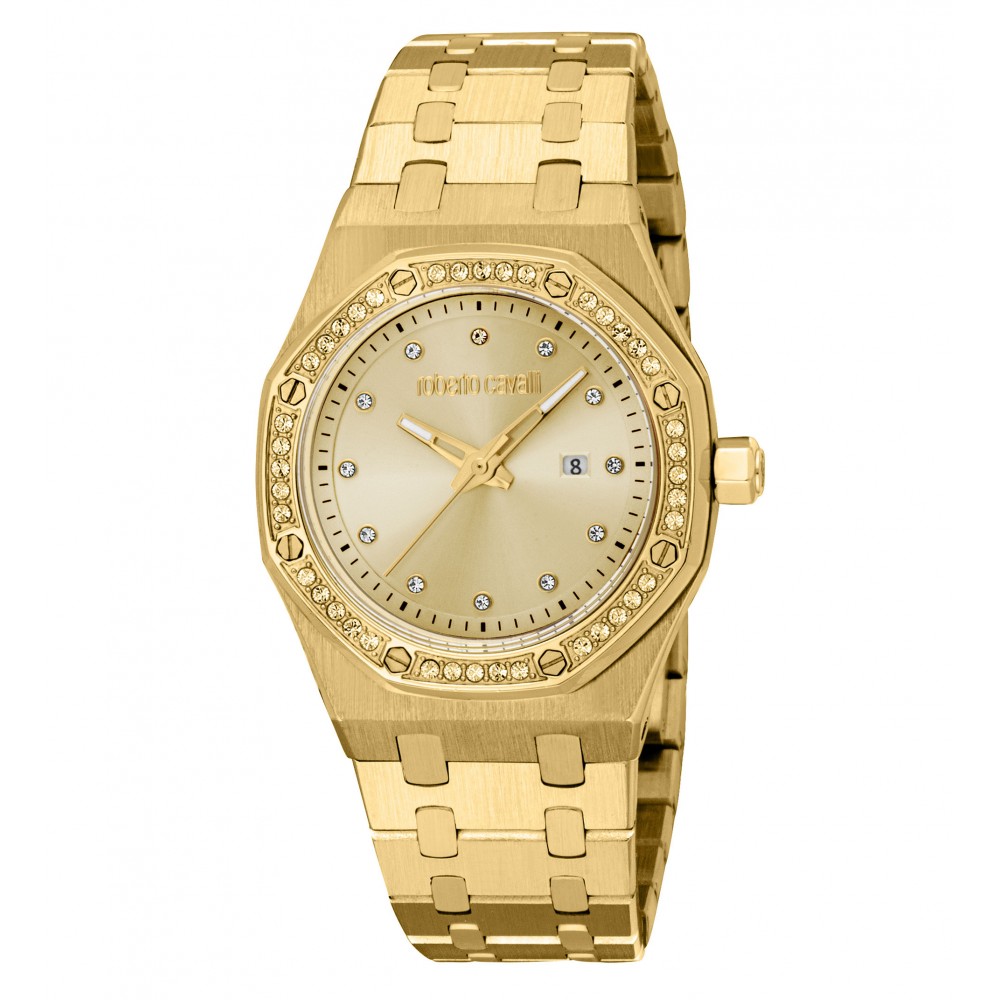 ROBERTO CAVALLI Glam Ρολόι Χρυσό Ανοξείδωτο Ατσάλι Μπρασελέ RC5L159M0055