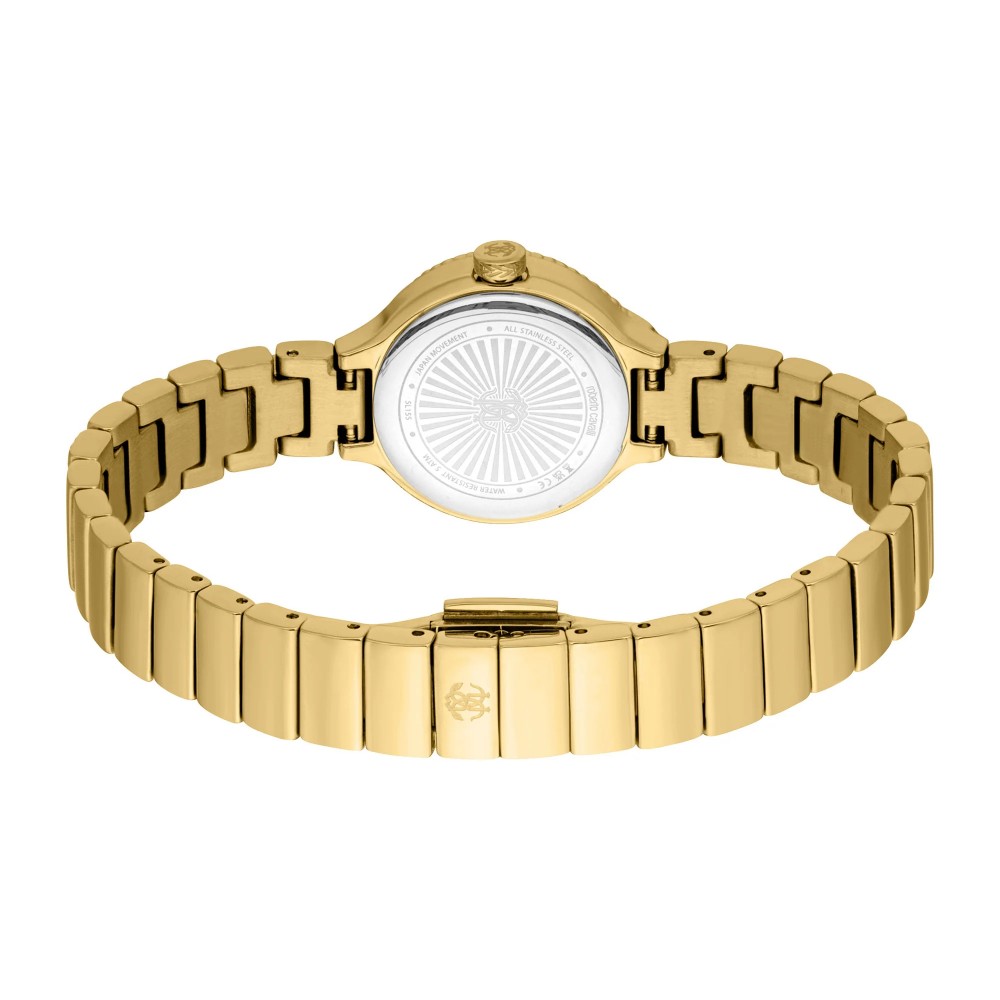 ROBERTO CAVALLI Mini Ρολόι Χρυσό Ανοξείδωτο Ατσάλι Μπρασελέ RC5L155M0055