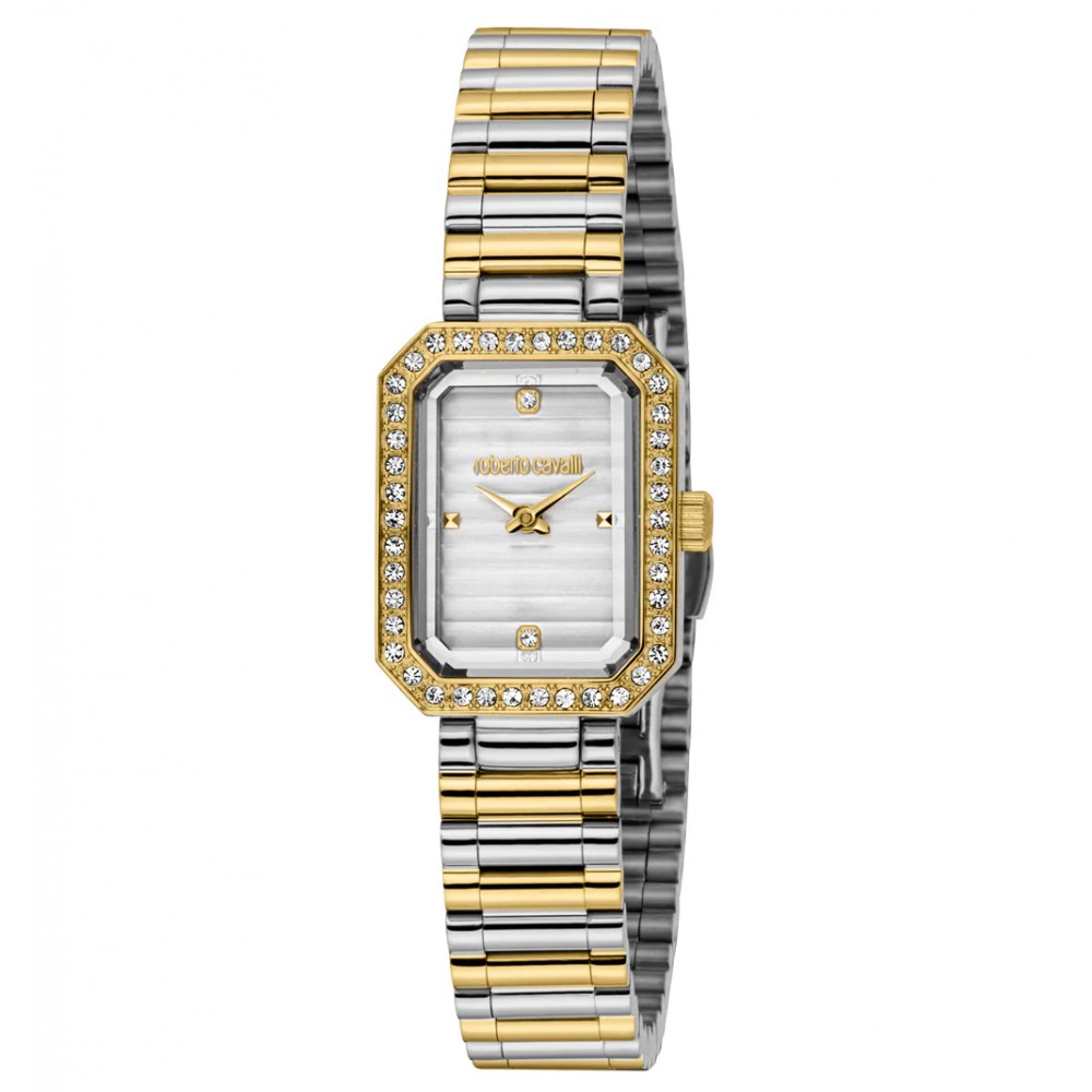 ROBERTO CAVALLI Glam Ρολόι Δίχρωμο Ανοξείδωτο Ατσάλι Μπρασελέ RC5L163M0045