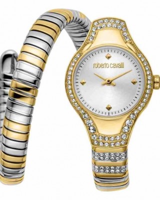 ROBERTO CAVALLI Serelia Snake Δίχρωμο Ρολόι Φίδι Ανοξείδωτο Ατσάλι Μπρασελέ RC5L173M0045