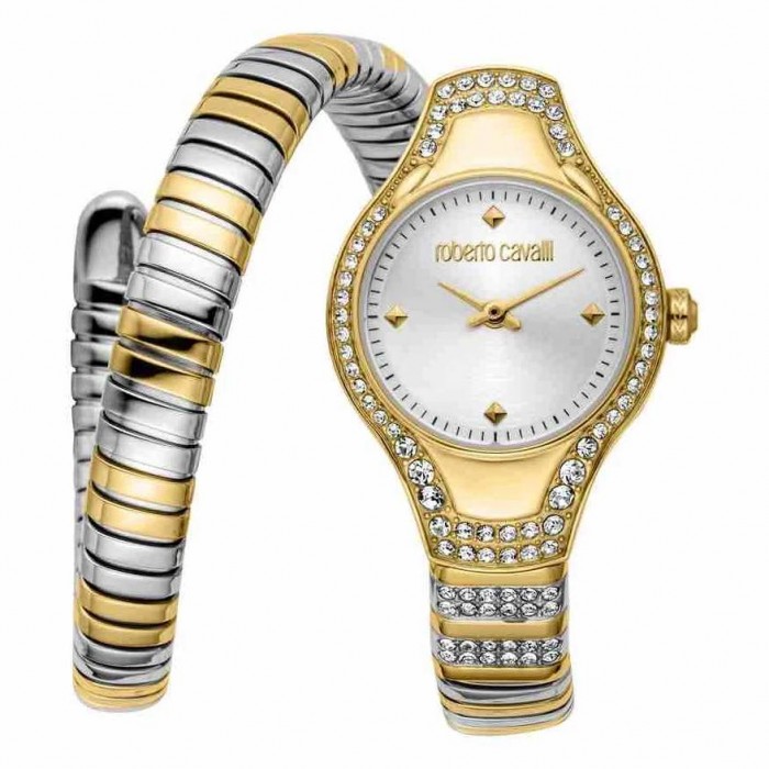 ROBERTO CAVALLI Serelia Snake Δίχρωμο Ρολόι Φίδι Ανοξείδωτο Ατσάλι Μπρασελέ RC5L173M0045